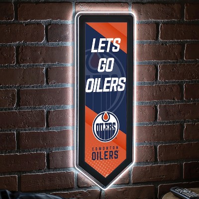 Evergreen Ultra-Thin Glazelight LED Wall Decor, Pennant, Edmonton Oilers- 9 x 23 Inches Made In USA