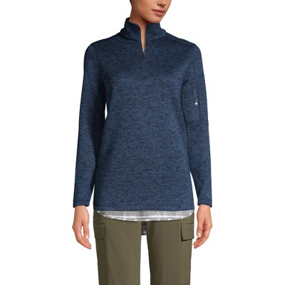 Lands' End Women's Sweater Fleece Quarter Zip Pullover