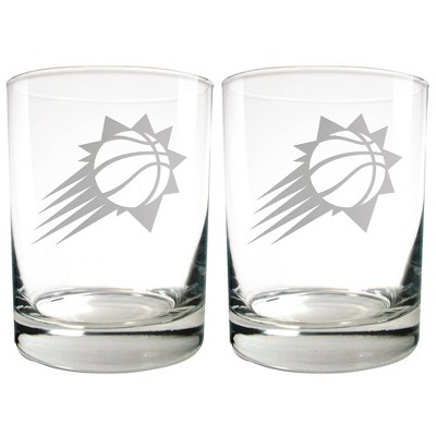 NBA Phoenix Suns Laser Etched Rocks Glass Set - 2pc