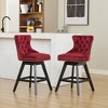 CAVINAS Set of 2 Swivel Bar Stools,Velvet Counter Stools with Button Tufted Back & Wooden Legs,Bar Chairs for Home Pub & Kitchen Island - 2 of 4