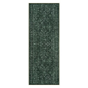 Coolmee Area Rug Washable Soft Distressed Floral Rugs, Non-Slip Low-Pile Vintage Neutral Carpet for Entryway Bedroom Living RoomGray - 1 of 4