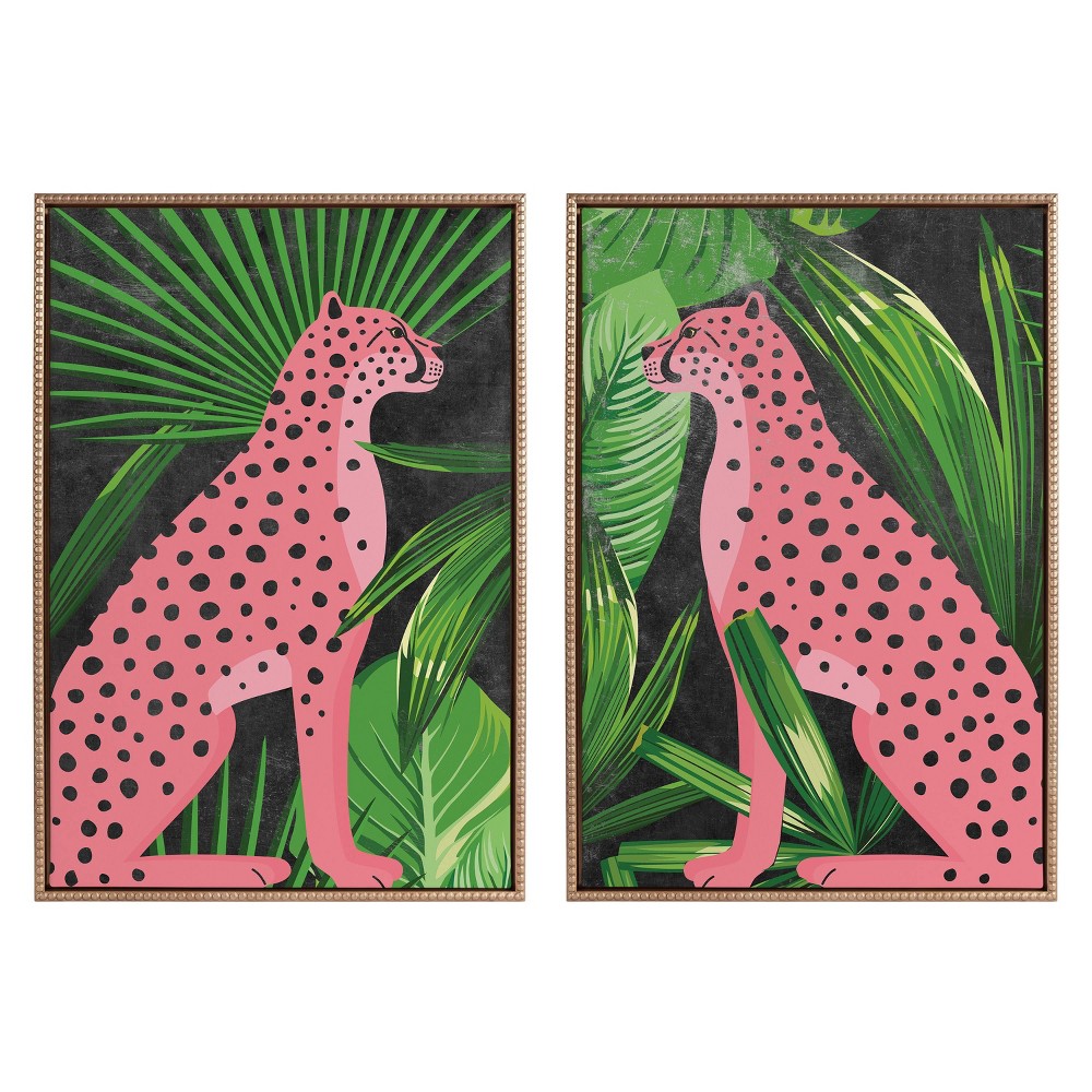 Photos - Other Decoration Kate & Laurel All Things Decor  23"x33" Sylvie Beaded NC Cheetah Jungle Single 1 and 2 Framed Arts by Nikki Chu(Set of 2)