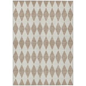Taupe And Ivory Geometric Washable Indoor Outdoor Area Rug - 1 of 4
