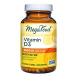 MegaFood Vitamin D3 5000 IU for Immune Support, Paired with Vitamin K + K2 Capsules - 60ct