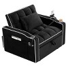 35"Convertible Chair Bed,Pull Out Sofa Bed,3-In-1 Sofa Bed,Velvet Daybed With Pockets,Phone Holder,Usb Port,Comfy Sofa Bed For Small Space-Cuddlewood - 3 of 4