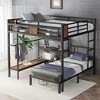 TIRAMISUBEST Queen Over Twin Bunk Bed with Storage Shelves and Hanger, L-Shaped Metal Bunk Bedframe with Ladder and Guardrail for Kids - 2 of 4