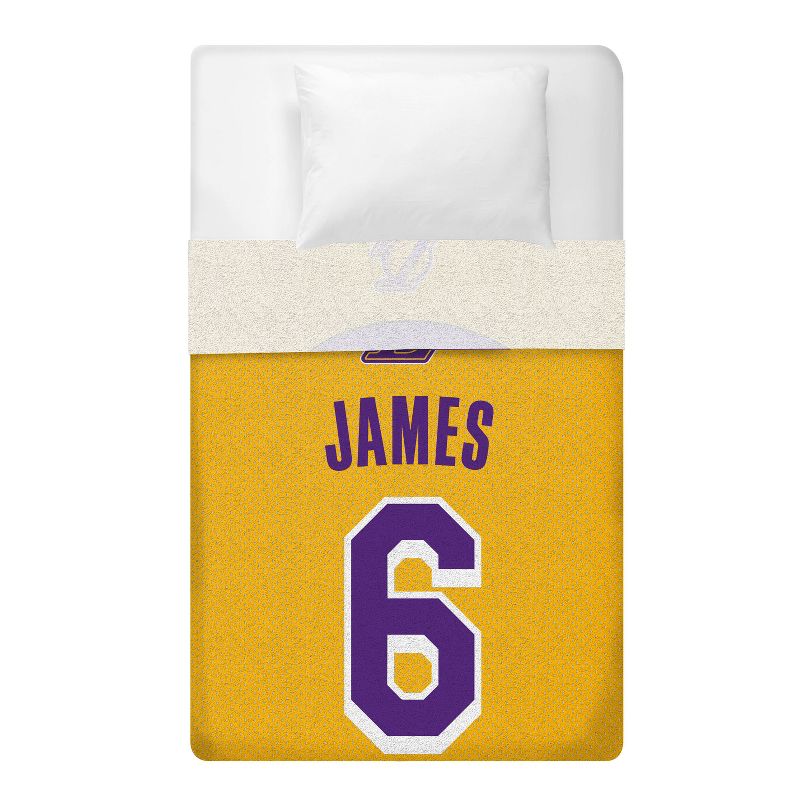 Sleep Squad Los Angeles Lakers LeBron James 60 x 80 Raschel Plush Jersey Blanket, 5 of 7