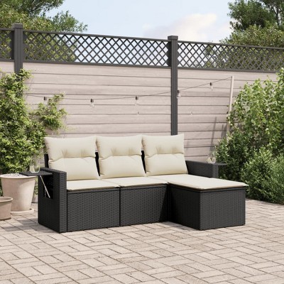 vidaXL 4 Piece Patio Sofa Set with Cushions  Poly Rattan