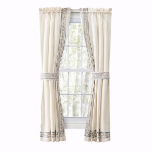 Ellis Curtain Richmark Tailored Rod Pocket Design Curtain Panel Pair for Windows with Ties Natural - 1 of 4