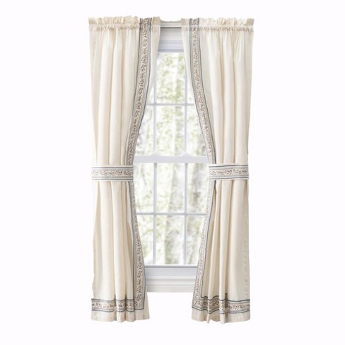 Ellis Curtain Richmark Tailored Rod Pocket Design Curtain Panel Pair for Windows with Ties Natural - image 1 of 4