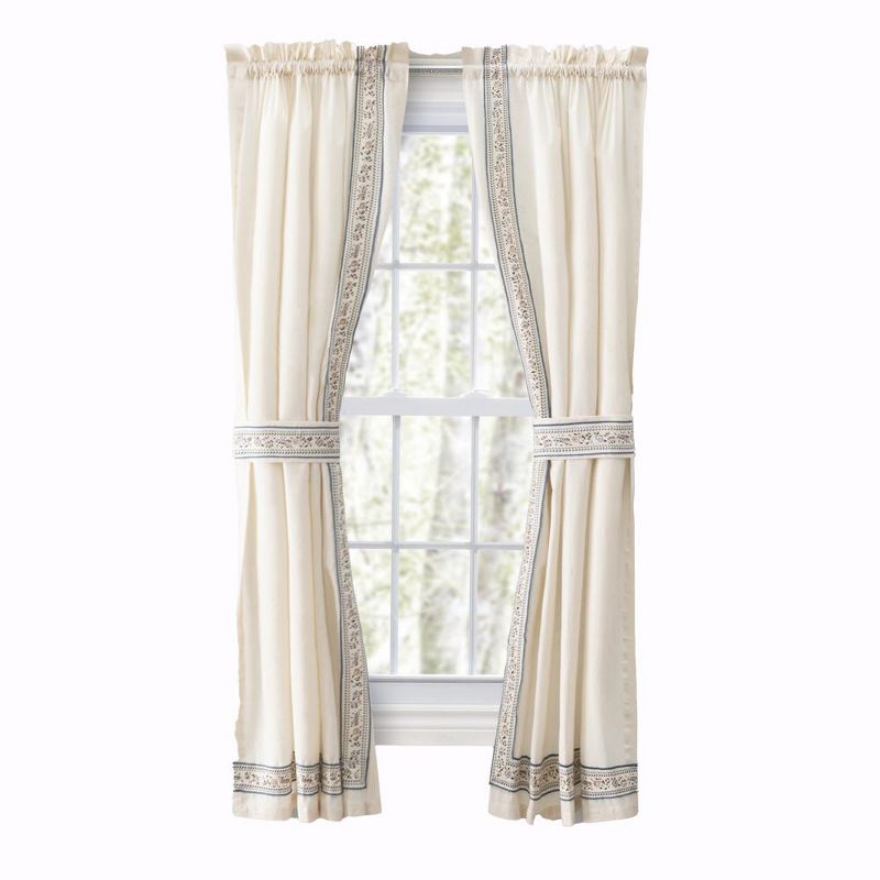 Ellis Curtain Richmark Tailored Rod Pocket Design Curtain Panel Pair for Windows with Ties Natural, 1 of 5