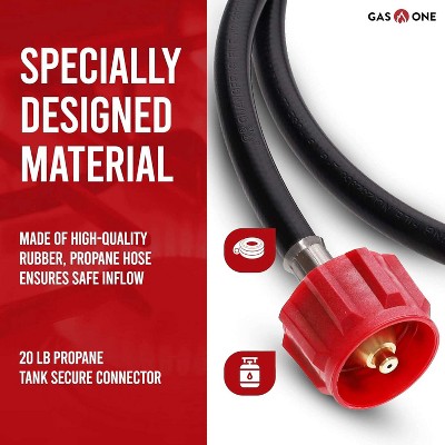 GasOne 4 ft Propane Hose 1lb to 20lb Adapter Propane Tank QCC1/ Type 1 - Allows 5+lb Propane Tanks, Black