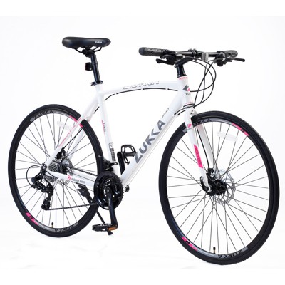 Aukfa 700c Hybrid Bike for Adults, 24-Speed Commuter Bicycle with Disc Brakes and Aluminum Frame, Urban Fitness City Bike for Men and Women