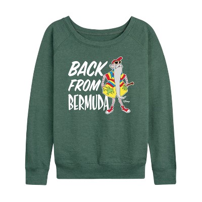 Women's - Disney - Straight Outta Bermuda Lightweight French Terry Wide Neck Long Sleeve Shirt