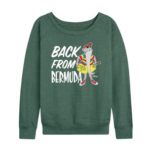 Women's - Disney - Straight Outta Bermuda Lightweight French Terry Wide Neck Long Sleeve Shirt - 1 of 4