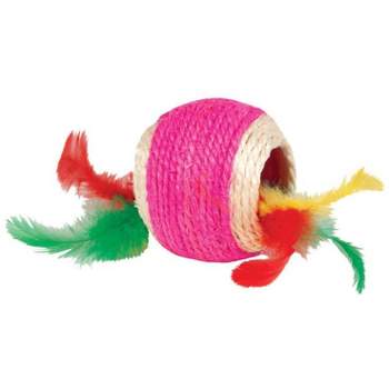 Kylies Brights Assorted Jute Ball with Feather Cat Toy Large 1 pk