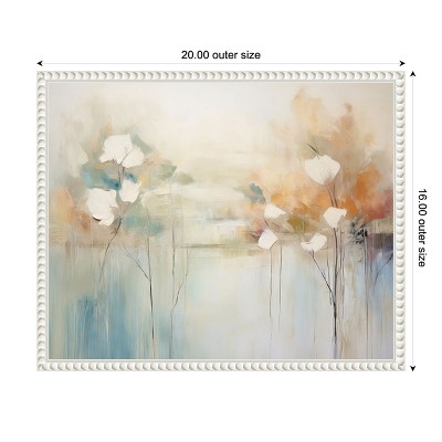 Abstract Floral Pastel Canvas Print in White Frame