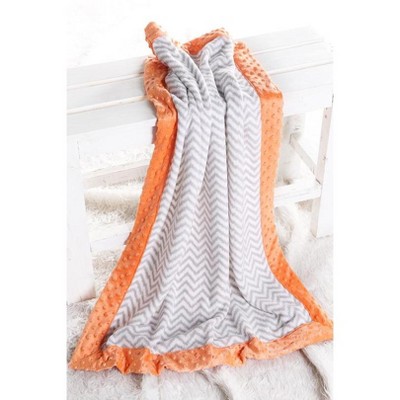 Bacati - Grey Chevron with Solid Border Blanket (Grey Chevron/Orange Border)