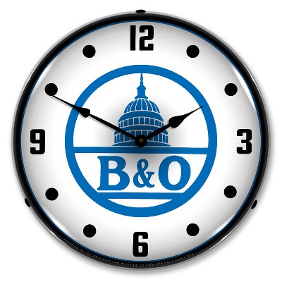 Collectable Sign & Clock | B&O Railroad 2 LED Wall Clock Retro/Vintage, Lighted