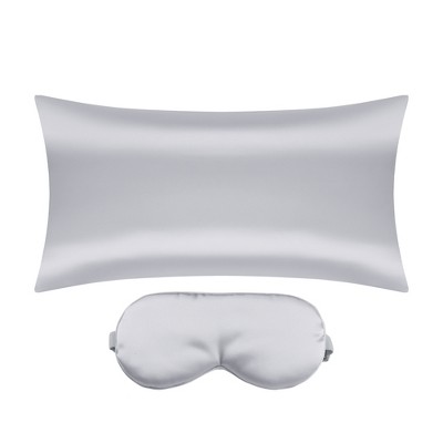 Unique Bargains Satin Hidden-Zippered Breathable Pillowcase with Sleep Mask Set of 2