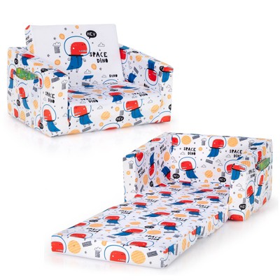 Infans 2-in-1 Convertible Kids Sofa to Lounger Flip-Out Chair w/Storage Pocket