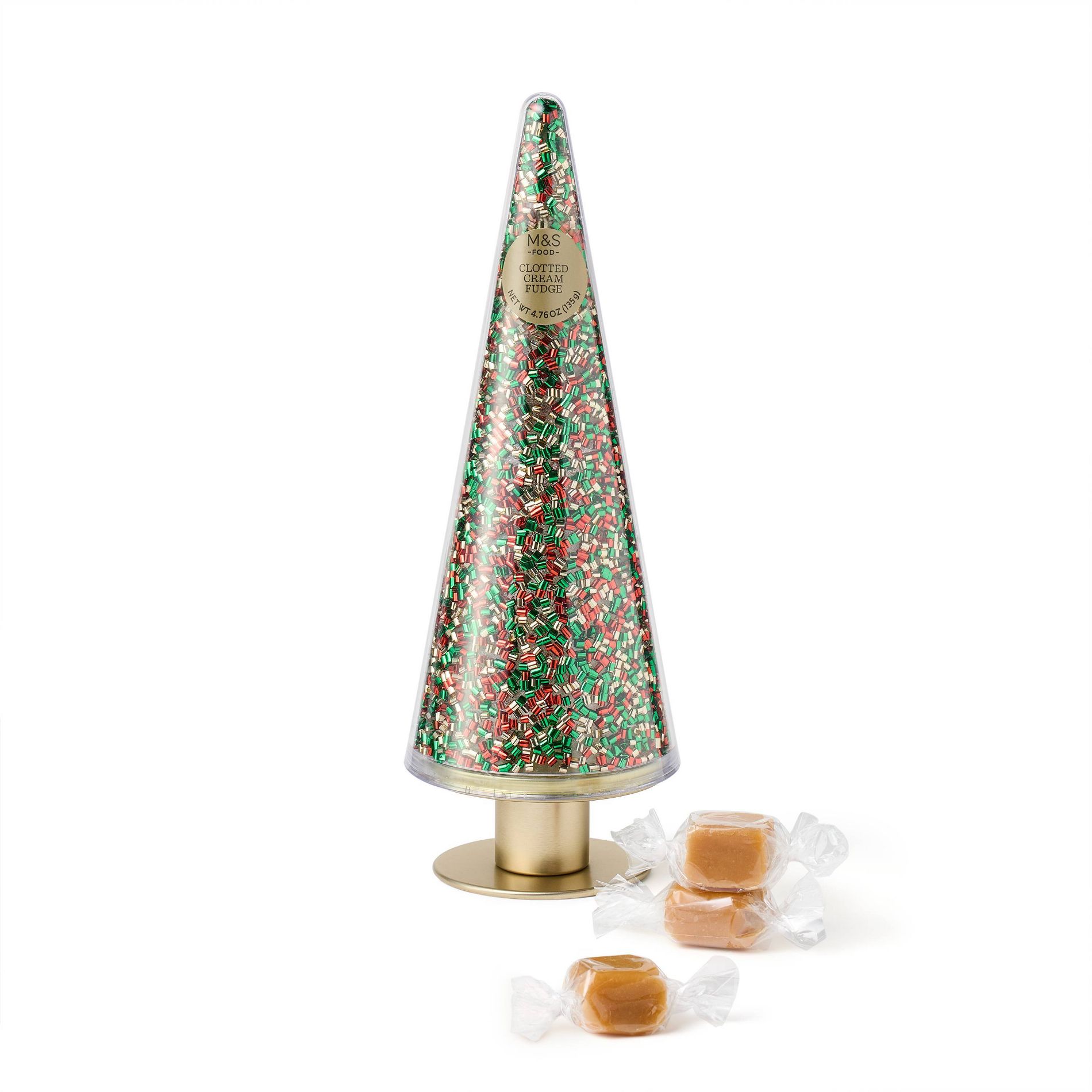 M&S Clotted Cream Christmas Fudge Candy Tree - 4.76oz