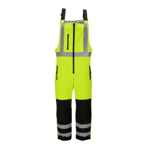 RefrigiWear High Visibility Hi Vis ANSI Class E, Insulated Softshell High  Bib Work Overalls (Lime, 4X-Large)