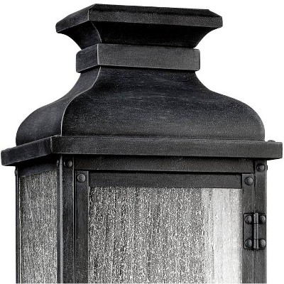 Dark Weathered Zinc Outdoor Wall Lantern with Clear Seeded Glass
