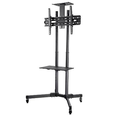 Monoprice TV Wall Mount Bracket Stand Cart With Media Shelf For TVs 32in-70in, Tilt, Max Weight 110lbs, VESA Patterns Up to 600x400, Height Adjustable