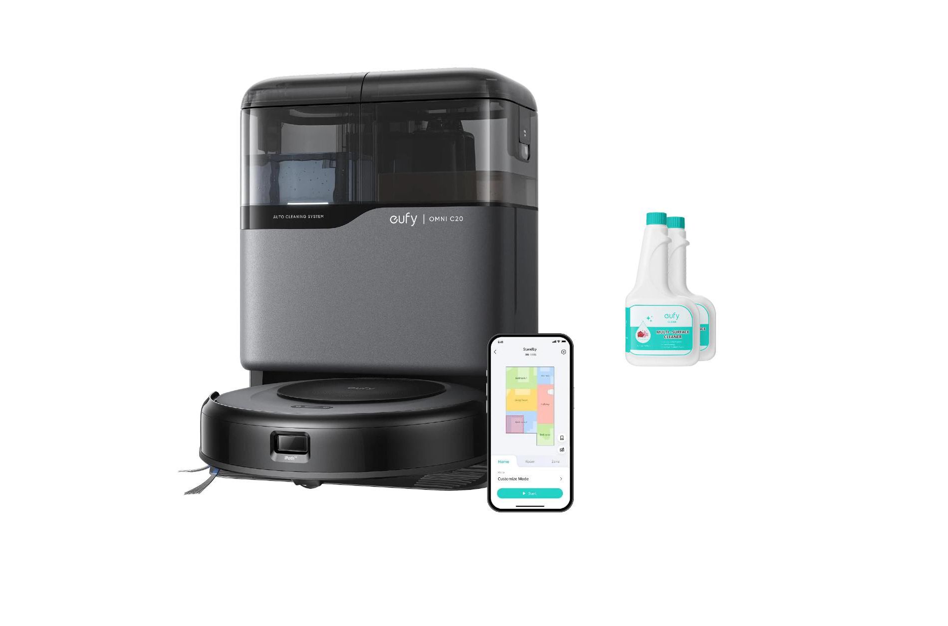 eufy Robot Vacuum Omni C20, Robot Vacuum and Mop Combo + Official RoboVac Hard Floor Cleaning Solutio