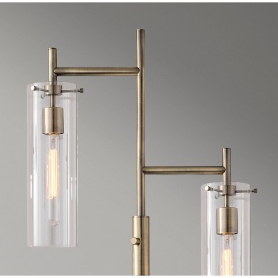 Dalton Antique Brass Floor Lamp with Edison Bulbs