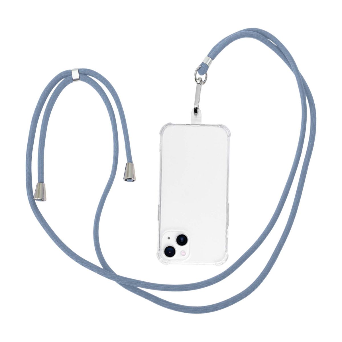 Unique Bargains Adjustable Mobile Phone Strap with Universal Patch Gray Blue 1 Pc