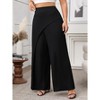 Women's Plus Size Faux Wrap Palazzo Pants Mid Rise Plus Size Wide Leg Pants Asymmetric Pants - 3 of 4