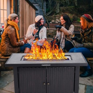 44 Inch Propane Fire Pit Table, 50000BTU Rectangle Fire Table with Cover & Rain Cover, Sturdy Steel and Iron Fence Surface, CSA Safety Certified - 1 of 4