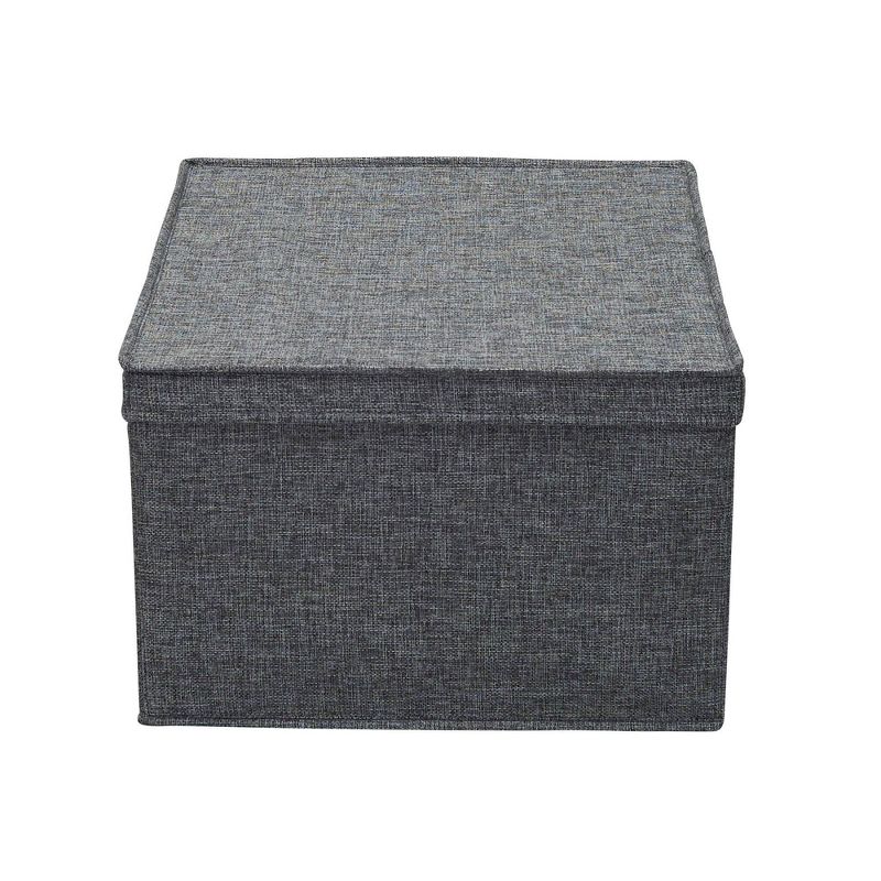 Household Essentials Set of 2 Jumbo Storage Boxes with Lids Graphite Linen, 6 of 9