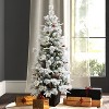 LuxenHome 4.5Ft Pre-Lit Snow Flocked Full Pine Potted Artificial Christmas Tree Green - 3 of 4