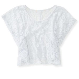 Aeropostale Womens Sheer Cropped Lace Basic T-Shirt - 1 of 1