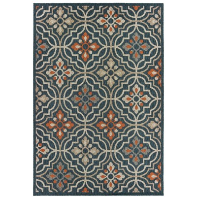 Oriental Weavers Latitude 709B3 Teal/ Orange Indoor/Outdoor Area Rug - 9'10" x 12'10"