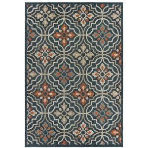 Oriental Weavers Latitude 709B3 Teal/ Orange Indoor/Outdoor Area Rug - 6'7" x 9'2" - 1 of 4