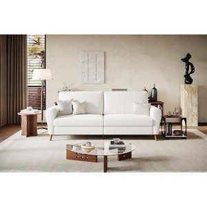 84" Wide Boucle Sofa with Deep Seats - 3-Seater Modern Loveseat with Wide Armrests & Wood Feet, Comfortable Couches for Small Spaces - 1 of 4