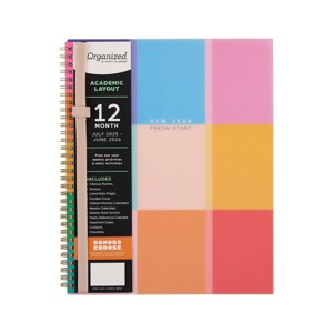 Happy Brands Organized July 2025 - June 2026 Weekly/Monthly Planner 9.37"x11.12" Multicolor Cool Brights - 1 of 4