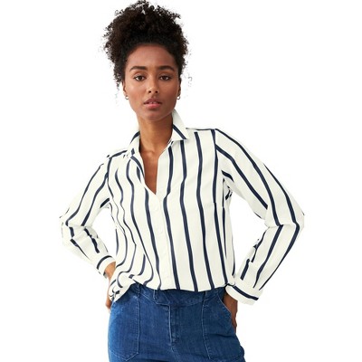 ellos Women's Plus Size Button Front Satin Shirt