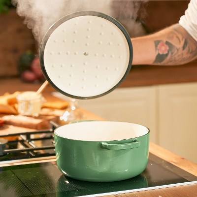 Saggio Green Enameled Cast Iron 5-qt Oval Dutch Oven