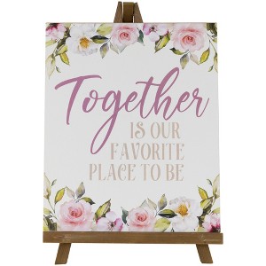 Northlight Wooden Easel "Together Is Our Favorite Place To Be" Floral Spring Sign - 11" - 1 of 4