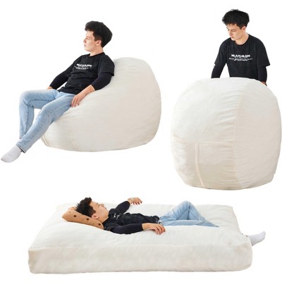 ROOMTEC Giant Bean Bag Chair Bed, Convertible Beanbag Folds from Lazy Chair to Floor Mattress Bed, Large Floor Sofa Couch, Machine Washable