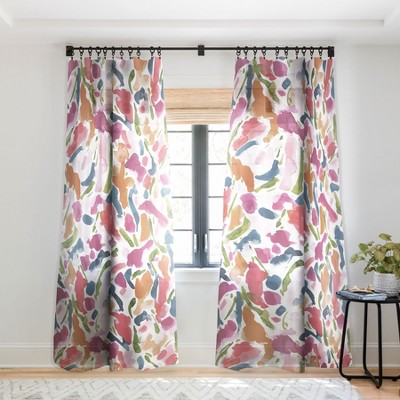 Jacqueline Maldonado Synthesis Raspberry Single Panel Sheer Window Curtain 120" x 50" - Deny Designs