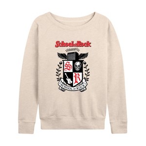 Women's - School of Rock - School Crest Lightweight French Terry Wide Neck Long Sleeve Shirt - 1 of 4