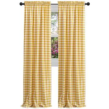Kate Aurora Country Farmhouse Buffalo Check Plaid Gingham Single Window  Curtain - 42 In. W X 95 In. L, Yellow : Target