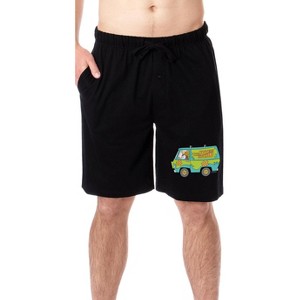 Scooby-Doo Mens' Cartoon The Gang Mystery Machine Sleep Pajama Shorts Black - 1 of 3