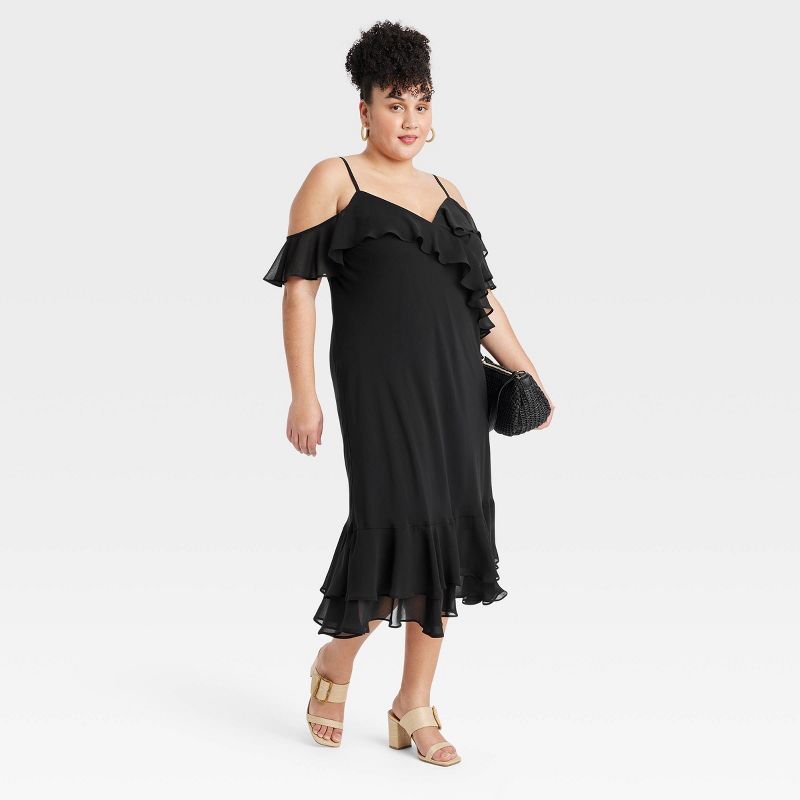 Women's Flutter Midi A-Line Dress - Ava & Viv™, 3 of 4